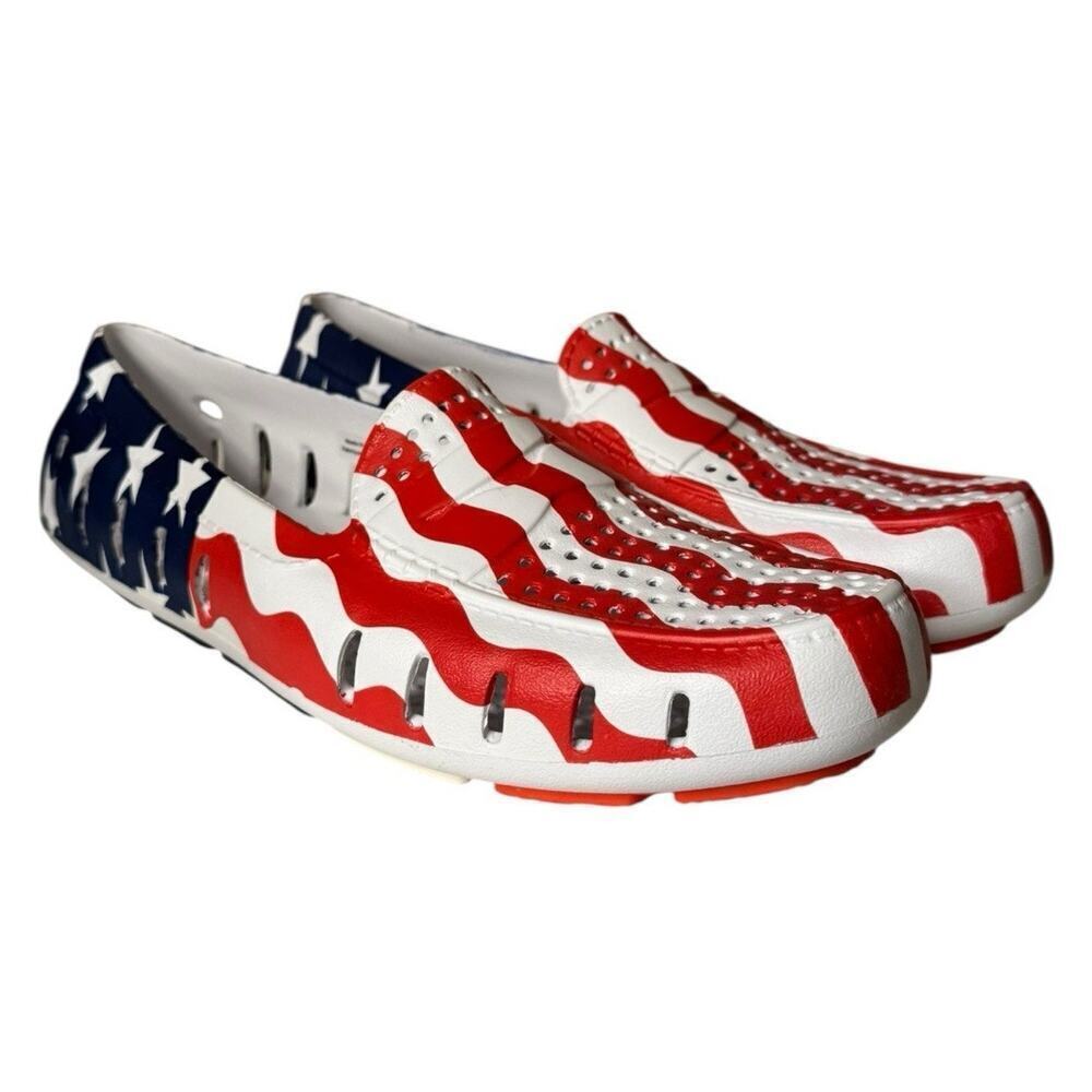 Floafers NEW Country Club Driver Men's 9 USA Patriotic Waterproof Boat Shoes